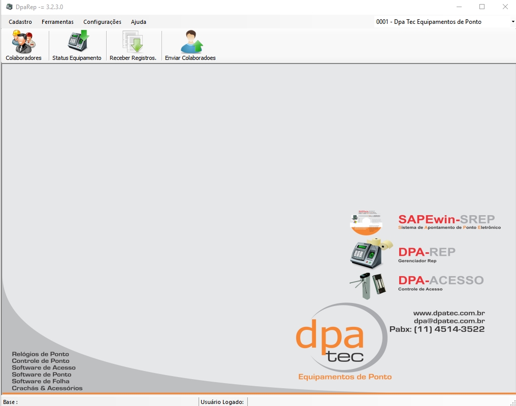 Tela principal do DpaRep